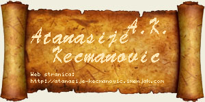Atanasije Kecmanović vizit kartica
